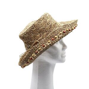 The Scala Collection Straw Hat Women 57cm Beige Travel Beach Cruise Pool Coastal